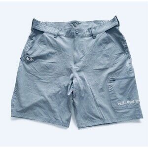 Huk Next Level Performance 10” Inseam Blue Gray Fishing Shorts Men's XL